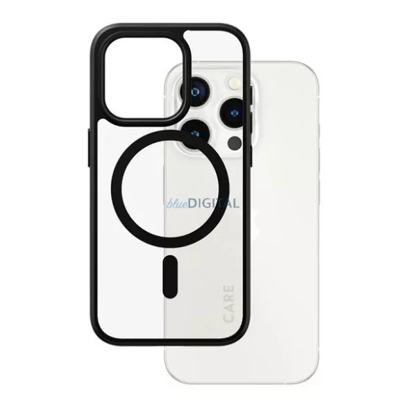 PANZERGLASS CARE FLAGSHIP URBAN COMBAT CASE szilikon telefonvédő (ütésállóság, kameravédő, MagSafe) ÁTLÁTSZÓ/FEKETE Apple iPhone 15 Pro