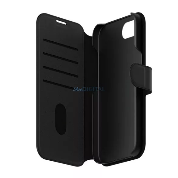 PANZERGLASS CARE TANGO TWO-IN-ONE tok álló, bőr hatású (FLIP, oldalra nyíló, MagSafe, kivehető telefonvédő) FEKETE Apple iPhone 16e