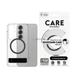   PANZERGLASS CARE KICKSTAND CASE szilikon telefonvédő (ütésállóság, kameravédő, mágneses, wireless, kitámasztó) FEKETE Samsung Galaxy S25 (SM-S931)