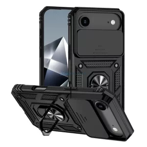 Defender szilikon telefonvédő (ütésállóság, tartógyűrű, kameravédő) FEKETE Apple iPhone 17 Air