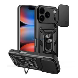   Defender szilikon telefonvédő (ütésállóság, tartógyűrű, kameravédő) FEKETE Apple iPhone 17 Pro Max