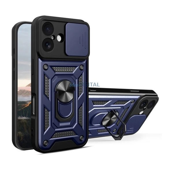 Defender szilikon telefonvédő (ütésállóság, tartógyűrű, kameravédő) SÖTÉTKÉK Apple iPhone 17