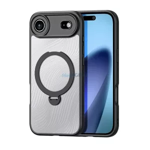 DUX DUCIS AIMO szilikon telefonvédő (ütésállóság, kameravédő, MagSafe, kitámasztó, hullám) FEKETE Apple iPhone 17 Air