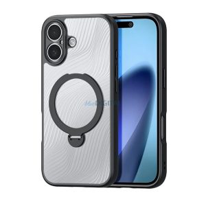 DUX DUCIS AIMO szilikon telefonvédő (ütésállóság, kameravédő, MagSafe, kitámasztó, hullám) FEKETE Apple iPhone 17