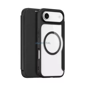 DUX DUCIS SKIN X PRO tok álló, bőr hatású (FLIP, oldalra nyíló, RFID, MagSafe) FEKETE Apple iPhone 17 Air
