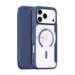   DUX DUCIS SKIN X PRO tok álló, bőr hatású (FLIP, oldalra nyíló, RFID, MagSafe) SÖTÉTKÉK Apple iPhone 17 Pro Max