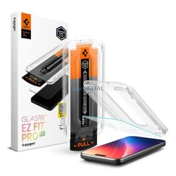   SPIGEN EZ FIT HD képernyővédő üveg (2.5D, tokbarát, ultravékony, 0.2mm, 9H + segédkeret) ÁTLÁTSZÓ Apple iPhone 17 Pro Max