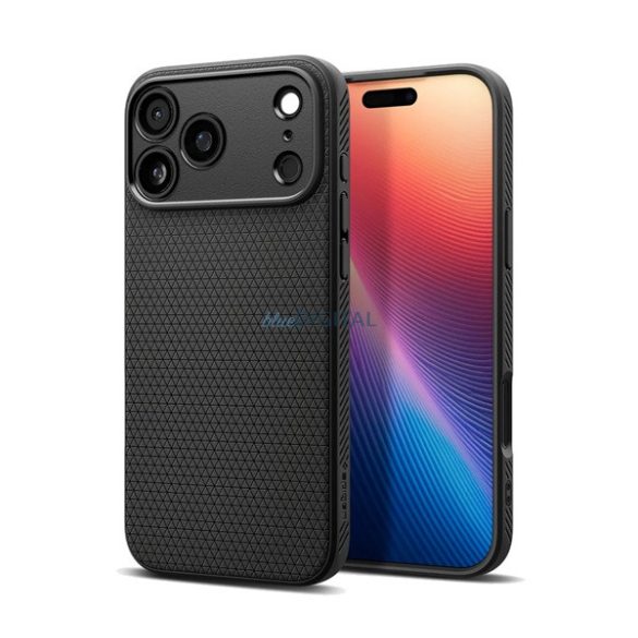SPIGEN LIQUID AIR szilikon telefonvédő (ütésállóság, légpárnás sarok, rombusz) FEKETE Apple iPhone 17 Pro