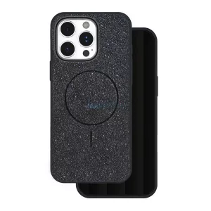 Szilikon telefonvédő (műanyag hátlap, kameravédő, MagSafe, csillogó) FEKETE Apple iPhone 17 Air