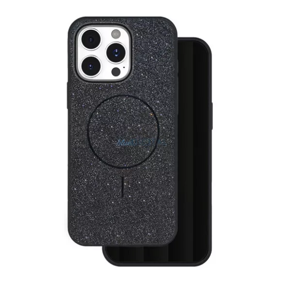 Szilikon telefonvédő (műanyag hátlap, kameravédő, MagSafe, csillogó) FEKETE Apple iPhone 17 Air