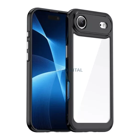 Szilikon telefonvédő (ütésállóság, átlátszó hátlap) FEKETE Apple iPhone 17 Air