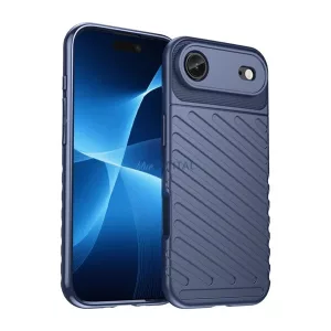 Szilikon telefonvédő (ütésállóság, csíkos, dombor minta) SÖTÉTKÉK Apple iPhone 17 Air