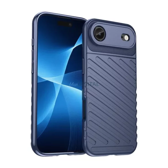 Szilikon telefonvédő (ütésállóság, csíkos, dombor minta) SÖTÉTKÉK Apple iPhone 17 Air