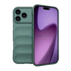   Szilikon telefonvédő (ütésállóság, kameravédő, 3D) SÖTÉTZÖLD Apple iPhone 17 Pro Max