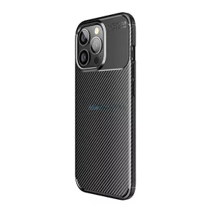 Szilikon telefonvédő (ütésállóság, légpárnás sarok, karbon minta) FEKETE Apple iPhone 17 Air