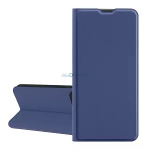 Tok álló, bőr hatású (FLIP, szilikon belső, oldalra nyíló, asztali tartó, kártyazseb) SÖTÉTKÉK Apple iPhone 17 Air