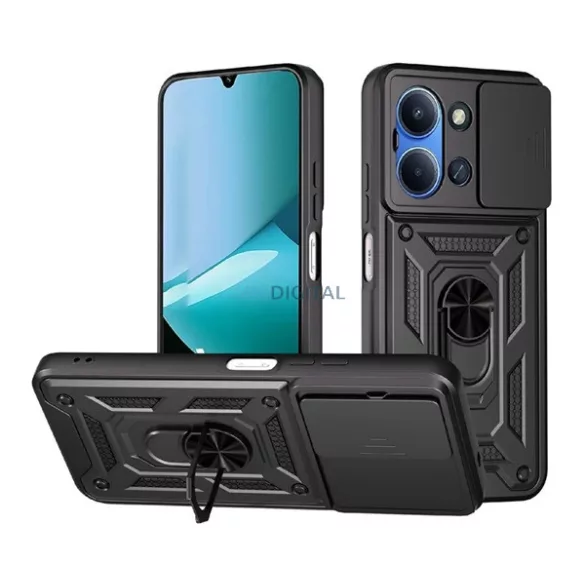 Defender szilikon telefonvédő (ütésállóság, tartógyűrű, kameravédő) FEKETE Xiaomi Redmi 15C 4G