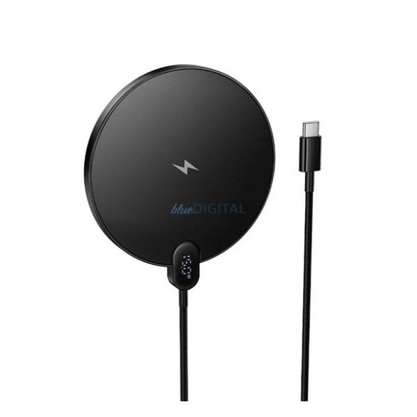 HOCO CW62 asztali töltő (15W, wireless, mágneses, 120cm, LED kijelző) FEKETE