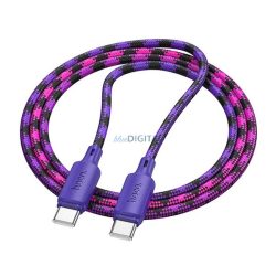   HOCO X116 adatkábel (Type-C - Type-C, 60W, PD gyorstöltő 3.0, 100cm, cipőfűző) LILA