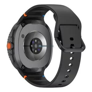 Pótszíj (egyedi méret, L méret, szilikon, állítható) FEKETE SamsungGalaxy Watch 8 eSIM 44mm (SM-L335), Galaxy Watch 8 eSIM 40mm (SM-L325)