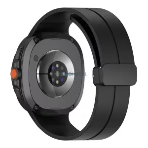 Pótszíj (egyedi méret, szilikon, pillangó csat) FEKETE SamsungGalaxy Watch 8 eSIM 44mm (SM-L335), Galaxy Watch 8 eSIM 40mm (SM-L325)