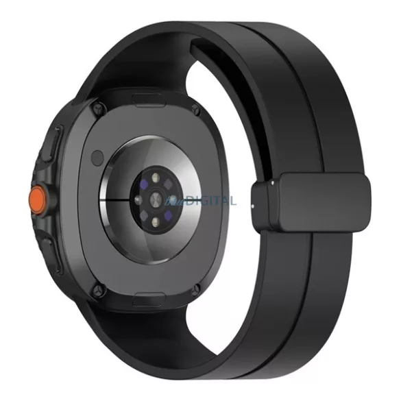 Pótszíj (egyedi méret, szilikon, pillangó csat) FEKETE SamsungGalaxy Watch 8 eSIM 44mm (SM-L335), Galaxy Watch 8 eSIM 40mm (SM-L325)