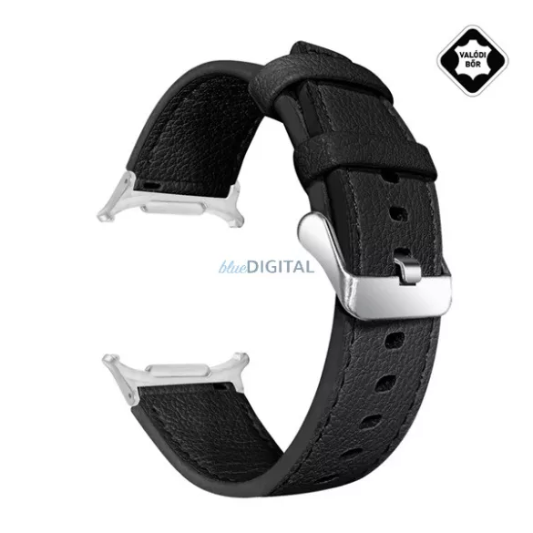 Pótszíj (egyedi méret, valódi bőr) FEKETE SamsungGalaxy Watch 8 eSIM 44mm (SM-L335), Galaxy Watch 8 eSIM 40mm (SM-L325)