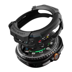   SPIGEN RUGGED ARMOR műanyag óra keret (ütésállóság) FEKETE Samsung Galaxy Watch 8 Classic eSIM 46mm (SM-L505), Galaxy Watch 8 Classic 46mm (SM-L500)