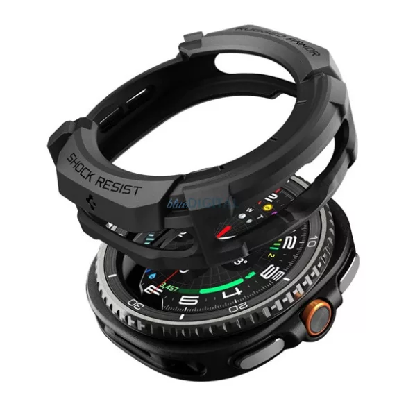 SPIGEN RUGGED ARMOR műanyag óra keret (ütésállóság) FEKETE Samsung Galaxy Watch 8 Classic eSIM 46mm (SM-L505), Galaxy Watch 8 Classic 46mm (SM-L500)