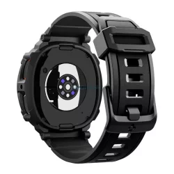   SPIGEN RUGGED ARMOR PRO pótszíj (egyedi méret, szilikon, ütésállóság + szilikon keret) FEKETE Samsung Galaxy Watch 8 eSIM 40mm (SM-L325), Galaxy Watch 8 40mm (SM-L320)