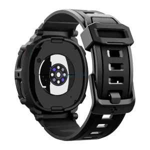 SPIGEN RUGGED ARMOR PRO pótszíj (egyedi méret, szilikon, ütésállóság + szilikon keret) FEKETE Samsung Galaxy Watch 8 eSIM 40mm (SM-L325), Galaxy Watch 8 40mm (SM-L320)