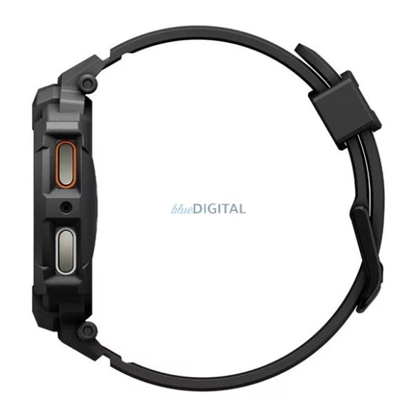 SPIGEN RUGGED ARMOR PRO pótszíj (egyedi méret, szilikon, ütésállóság + szilikon keret) FEKETE Samsung Galaxy Watch 8 eSIM 40mm (SM-L325), Galaxy Watch 8 40mm (SM-L320)