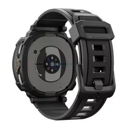   SPIGEN RUGGED ARMOR PRO pótszíj (egyedi méret, szilikon, ütésállóság + szilikon keret) FEKETE Samsung Galaxy Watch 8 Classic 46mm (SM-L500), Galaxy Watch 8 Classic eSIM 46mm (SM-L505)
