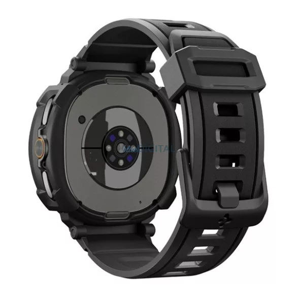 SPIGEN RUGGED ARMOR PRO pótszíj (egyedi méret, szilikon, ütésállóság + szilikon keret) FEKETE Samsung Galaxy Watch 8 Classic 46mm (SM-L500), Galaxy Watch 8 Classic eSIM 46mm (SM-L505)