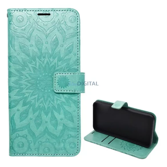 Tok álló, bőr hatású (FLIP, oldalra nyíló, asztali tartó, kézpánt, mandala) CYAN Xiaomi Redmi 15C 4G