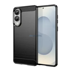   Szilikon telefonvédő (ütésállóság, légpárnás sarok, szálcsiszolt, karbon minta) FEKETE Samsung Galaxy S25 Edge (SM-S937)