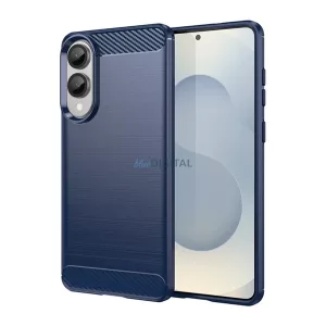 Szilikon telefonvédő (ütésállóság, légpárnás sarok, szálcsiszolt, karbon minta) SÖTÉTKÉK Samsung Galaxy S25 Edge (SM-S937)