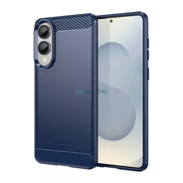 Szilikon telefonvédő (ütésállóság, légpárnás sarok, szálcsiszolt, karbon minta) SÖTÉTKÉK Samsung Galaxy S25 Edge (SM-S937)