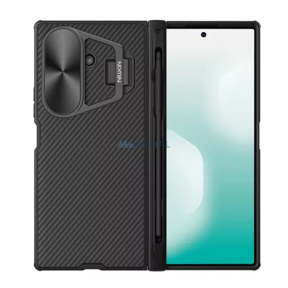 NILLKIN CAMSHIELD PROP MAGNETIC szilikon telefonvédő (ütésállóság, kameravédő, kitámasztó, csíkos, érintő ceruza) FEKETE Samsung Galaxy Z Fold7 (SM-F966)