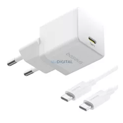   BASEUS PALM 1C hálózati töltő Type-C aljzat (20W, PD gyorstöltő 3.0 + Type-C kábel) FEHÉR