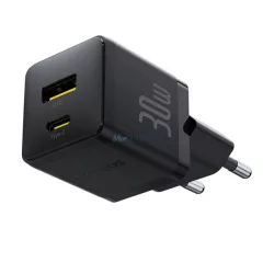  BASEUS PALM hálózati töltő USB+Type-C aljzat (30W, PD gyorstöltő 3.0) FEKETE