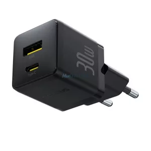 BASEUS PALM hálózati töltő USB+Type-C aljzat (30W, PD gyorstöltő 3.0) FEKETE