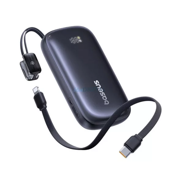 BASEUS vésztöltő Type-C+lightning+USB aljzat (10000mAh, 22.5W, PD gyorstöltő, LED kijelző + Type-C kábel) FEKETE