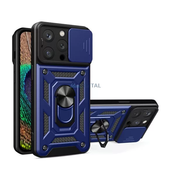 Defender szilikon telefonvédő (ütésállóság, tartógyűrű, kameravédő) SÖTÉTKÉK Samsung Galaxy S25 Edge (SM-S937)