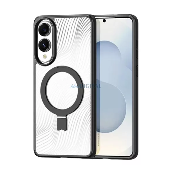 DUX DUCIS AIMO szilikon telefonvédő (ütésállóság, kameravédő, MagSafe, kitámasztó, hullám) FEKETE Samsung Galaxy S25 Edge (SM-S937)