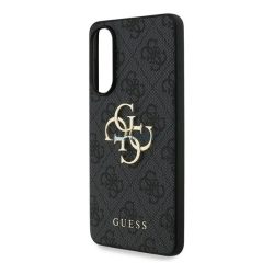   GUESS 4G BIG LOGO szilikon telefonvédő (ütésállóság, bőr hatású hátlap) FEKETE Samsung Galaxy S25 Edge (SM-S937)