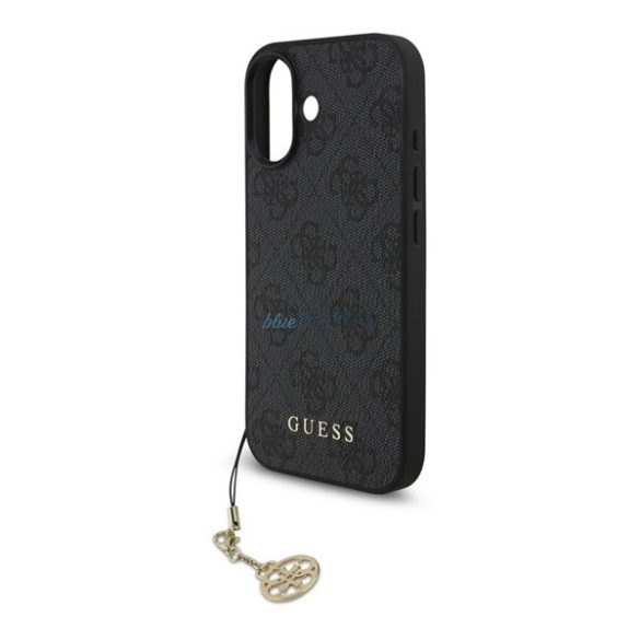 GUESS 4G CHARMS műanyag telefonvédő (textil hátlap, telefondísz) SÖTÉTSZÜRKE Apple iPhone 17