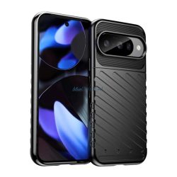   Szilikon telefonvédő (ütésállóság, csíkos, dombor minta) FEKETE Google Pixel 10, Pixel 10 Pro