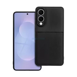   Szilikon telefonvédő (ütésállóság, mágneses, bőr hatású hátlap, csíkos) FEKETE Samsung Galaxy S25 Edge (SM-S937)