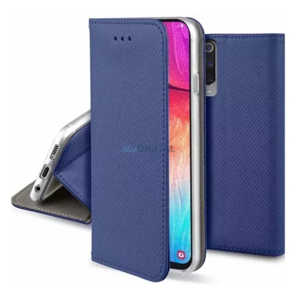 Tok álló, bőr hatású (FLIP, oldalra nyíló, asztali tartó, rombusz) SÖTÉTKÉK Samsung Galaxy S25 Edge (SM-S937)